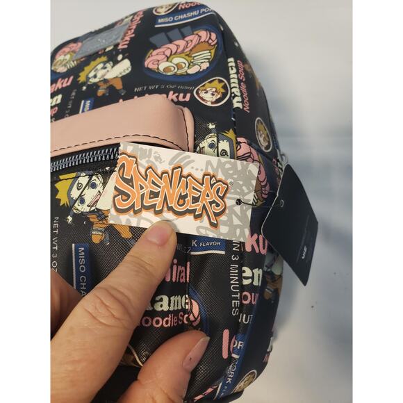 Naruto Shippuden Ichiraku Ramen Mini Backpack Black Pink Faux Leather Bioworld - Picture 5 of 13